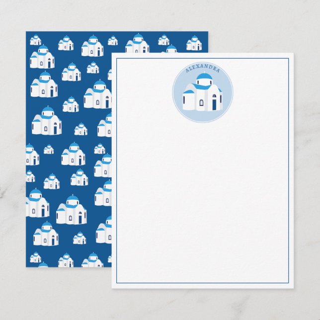 Monogramm der griechischen Insel Santorini Mitteilungskarte (Vorne/Hinten)