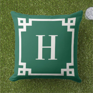 Monogramm der grünen und weißen griechischen Schlü Kissen