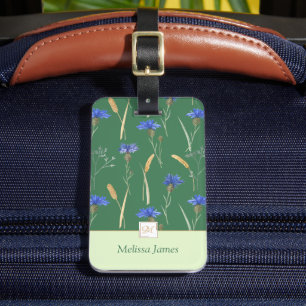 Monogramm der grünen Wildblume Gepäckanhänger