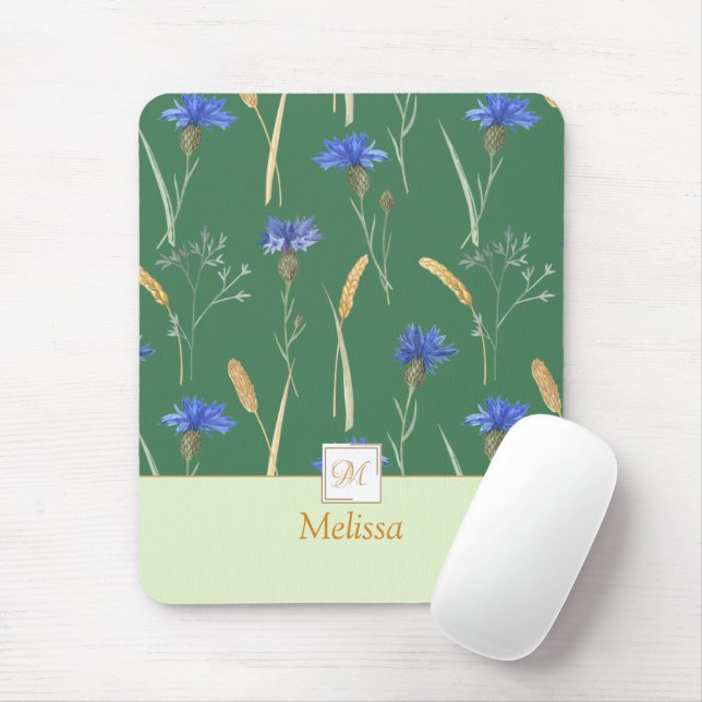 Monogramm der grünen Wildblume Mousepad (Mit Mouse)