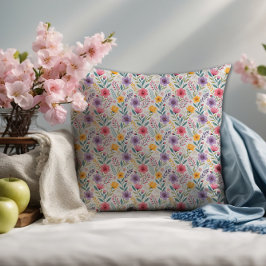 Monogramm der hellgrauen Wildblume Kissen