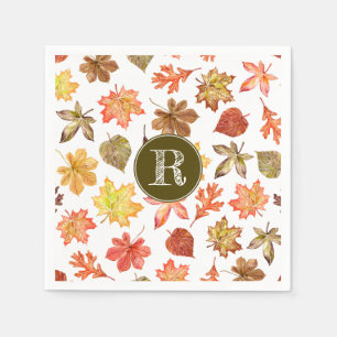 Monogramm der Herbstlaub Serviette