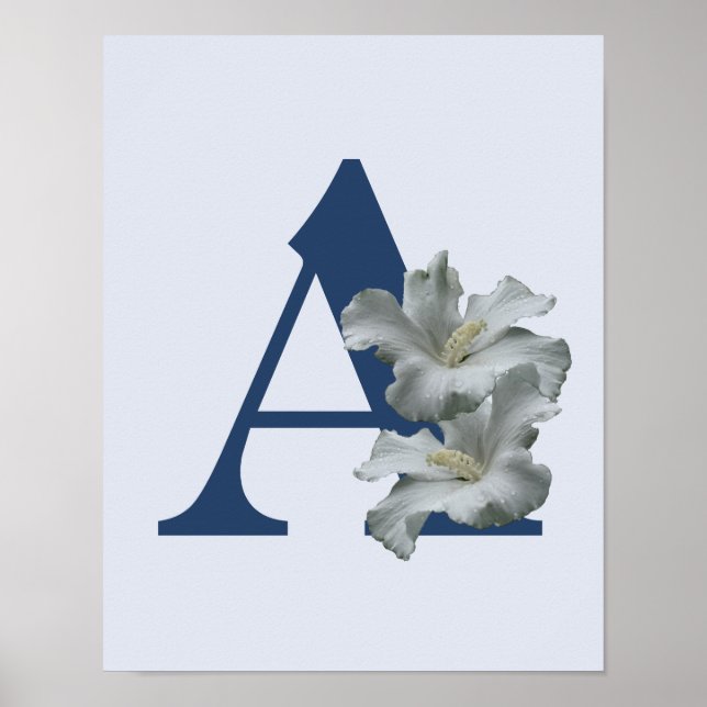 Monogramm der Hibisken-Blume Initial A Poster (Vorne)