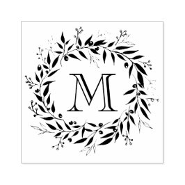 Monogramm der Holiday Laurels und Berries Wreath F Gummistempel