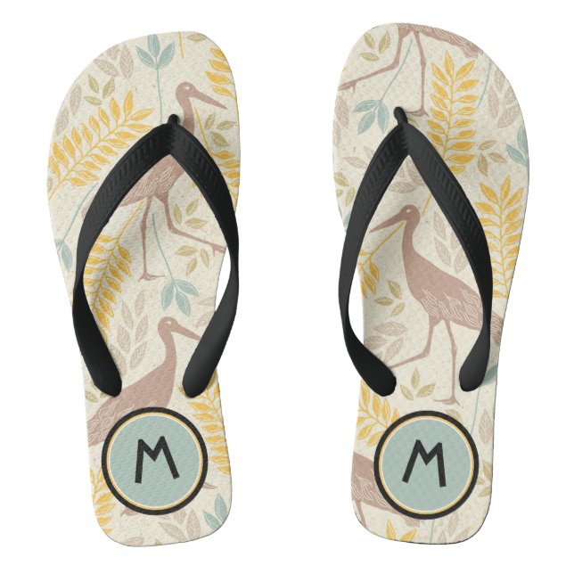 Monogramm der hübschen Vogelart Flip Flops (Fußbett)