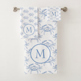 Monogramm der klassischen Coastal Blue and White C Badhandtuch Set