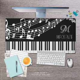 Monogramm der Klaviertastatur-Musiknoten Schreibtischunterlage