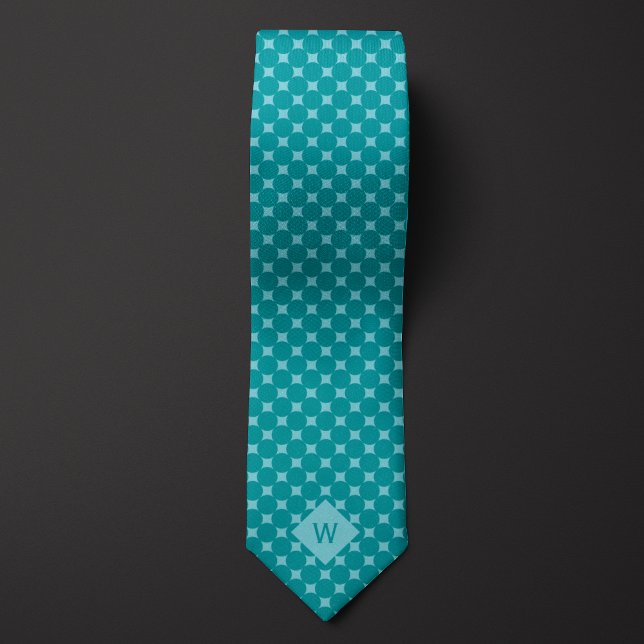 Monogramm der lässigen Aquamarinen Kreise Krawatte (Von Creator hochgeladen)