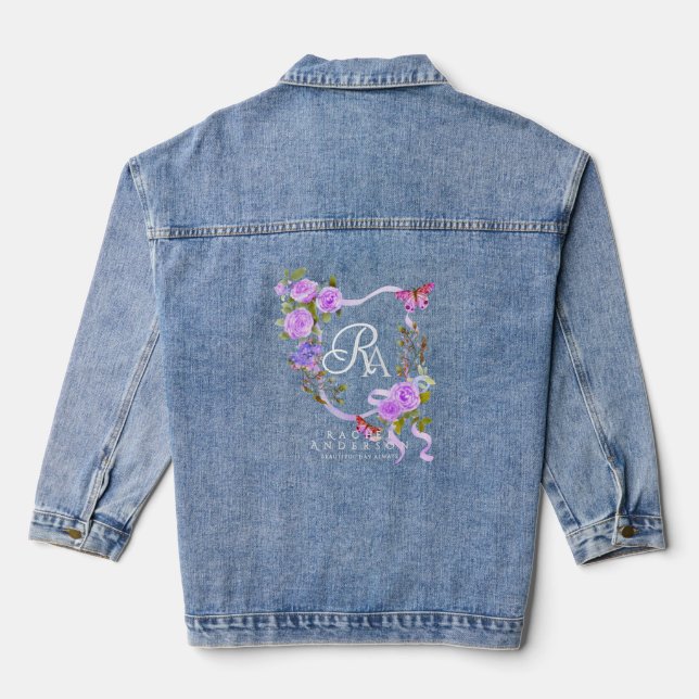 Monogramm der lila Rose Jeansjacke (Rückseite)
