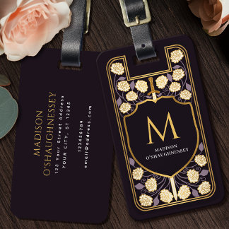 Monogramm der lila Schwertschild Gepäckanhänger