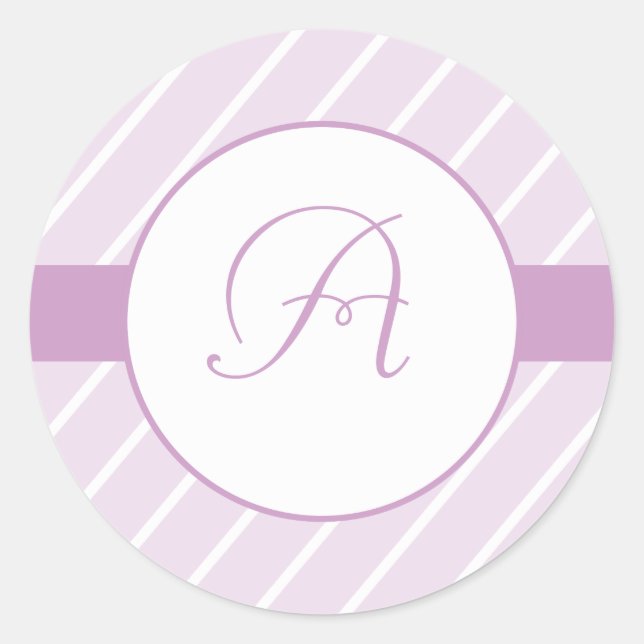 Monogramm der lila Streifen Runder Aufkleber (Vorderseite)