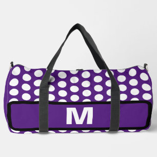 Monogramm der lila weißen Punkte Duffle Bag