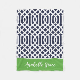 Monogramm der Marine und der grünen Trellis | Edit Fleecedecke