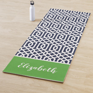 Monogramm der Marine und der grünen Trellis Edit Yogamatte
