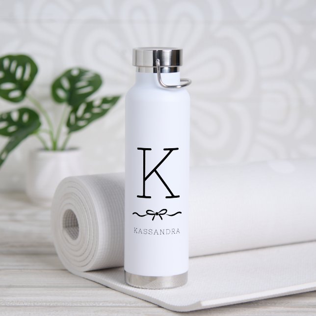 Monogramm der Minimalistischen Bow-Typografie Schw Trinkflasche (Yoga (gedreht))