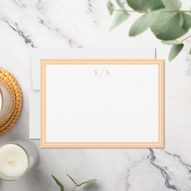 Monogramm der Minimalistischen Peach-Grenze Mitteilungskarte (Von Creator hochgeladen)