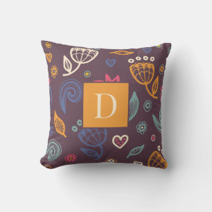 Monogramm der modernen Blumenmuster Kissen