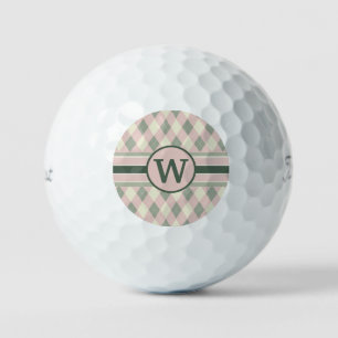 Monogramm der modernen rosa und grünen Raute Golfball