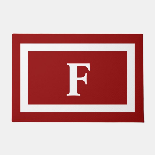 Monogramm der modernen Rot- und Weißfamilien Fußmatte (Vorderseite)