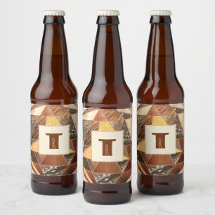 Monogramm der modernistischen Kupfer- und Goldgeom Bierflaschenetikett