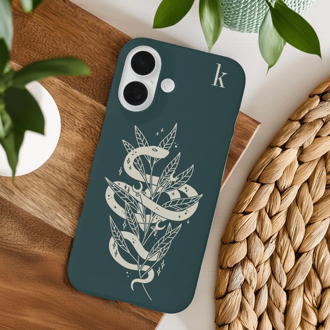 Monogramm der mystischen botanischen Schlangenbekl Case-Mate iPhone Hülle (Von Creator hochgeladen)