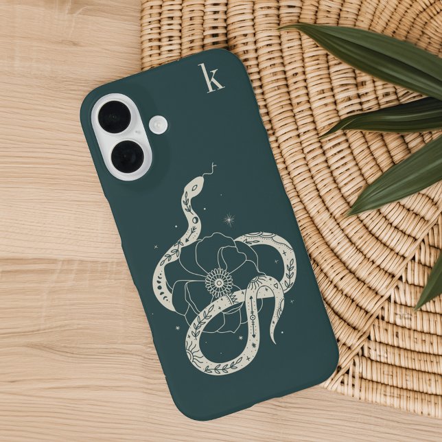 Monogramm der mystischen botanischen Schlangenbekl Case-Mate iPhone Hülle (Von Creator hochgeladen)