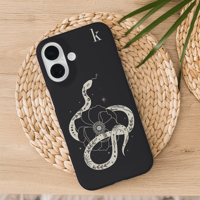 Monogramm der mystischen botanischen Schlangenbekl Case-Mate iPhone Hülle (Von Creator hochgeladen)