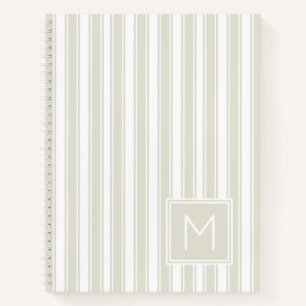 Monogramm der neutralen Beige und des weißen Ticke Notizbuch