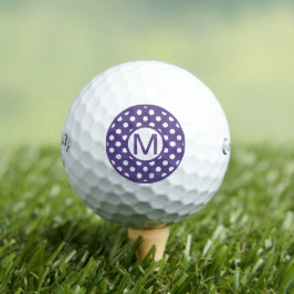 Monogramm der niedlichen Lila und weißen Polka-Dos Golfball