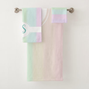 Monogramm der Niedlichen Rainbow-Farb-Pastel Badhandtuch Set