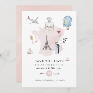 Monogramm der Pariser Hochzeit in Urlaubsort Water Save The Date