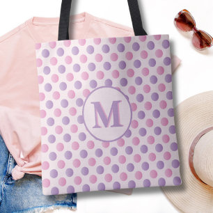 Monogramm der pastellrosa und der Lila Polka-Dosen