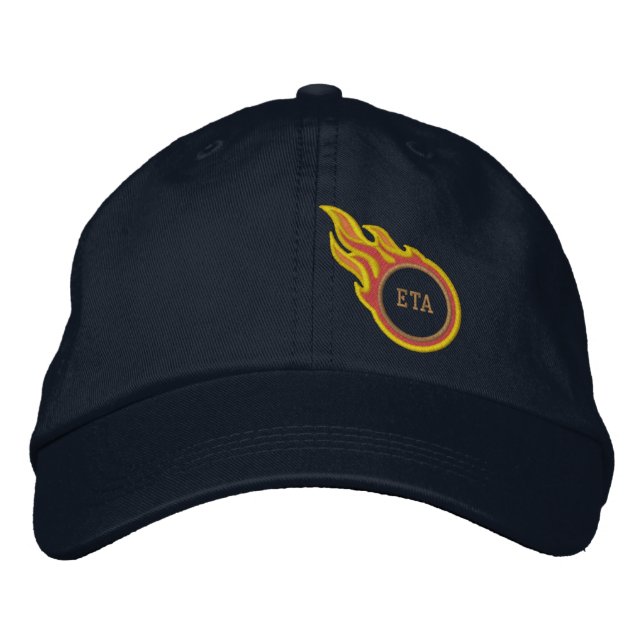 Monogramm der personalisierten Racing Flames Bulle Bestickte Baseballkappe (Vorderseite)