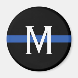 Monogramm der Polizei-Thin-Blue-Line Magnet