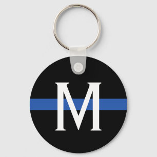 Monogramm der Polizei-Thin-Blue-Line Schlüsselanhänger