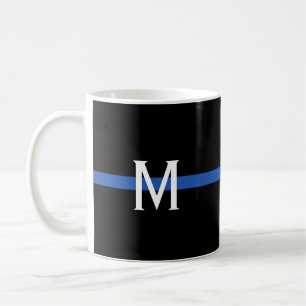 Monogramm der Polizei-Thin-Blue-Line Tasse