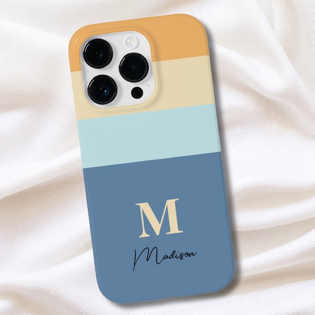 Monogramm der Retro-Farbblöcke Case-Mate iPhone Hülle (Von Creator hochgeladen)