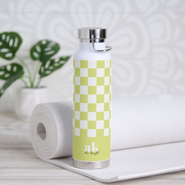 Monogramm der Retro-Signatur geprüft Trinkflasche (Yoga)