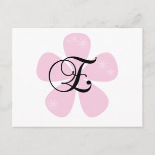 Monogramm der rosa Blume E Postkarte