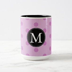 Monogramm der rosa Punkte Zweifarbige Tasse