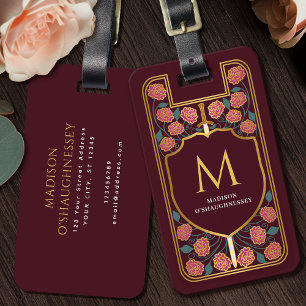 Monogramm der rosa Schwertschild Gepäckanhänger