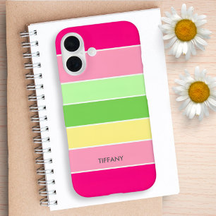 Monogramm der rosa und grünen Farbblöcke iPhone 16 Hülle