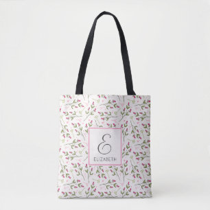 Monogramm der rosa und grünen Wildblumen