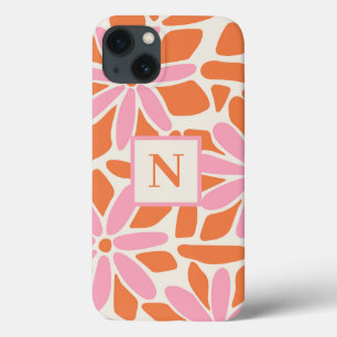 Monogramm der rosa und orangen Blume Case-Mate iPhone Hülle