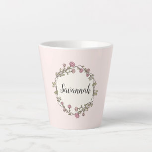 Monogramm der rosa Wildblume Wreath Individuelle N Milchtasse
