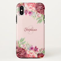 Monogramm der Rose Burgund Peach Blush Floral