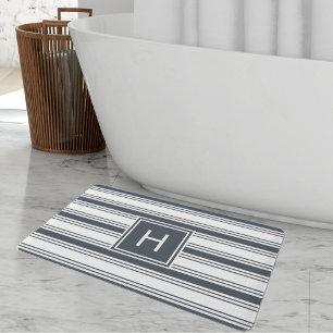 Monogramm der roten Navy und des weißen Streifen Badematte
