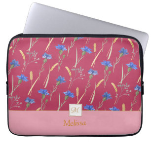 Monogramm der Roten Wildblume Laptopschutzhülle