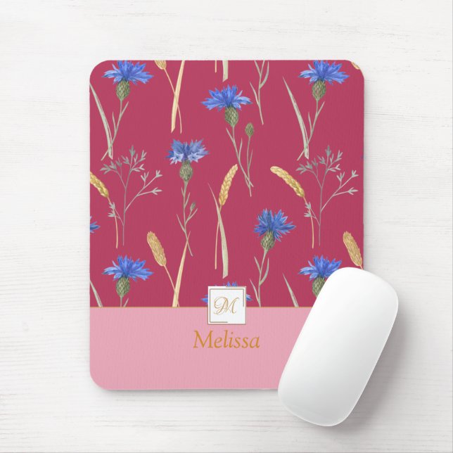 Monogramm der Roten Wildblume Mousepad (Mit Mouse)