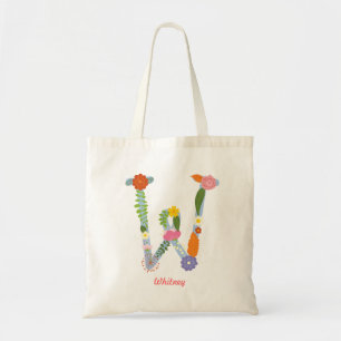 Monogramm der rustikalen Whimsikalen Blume (W) Tragetasche